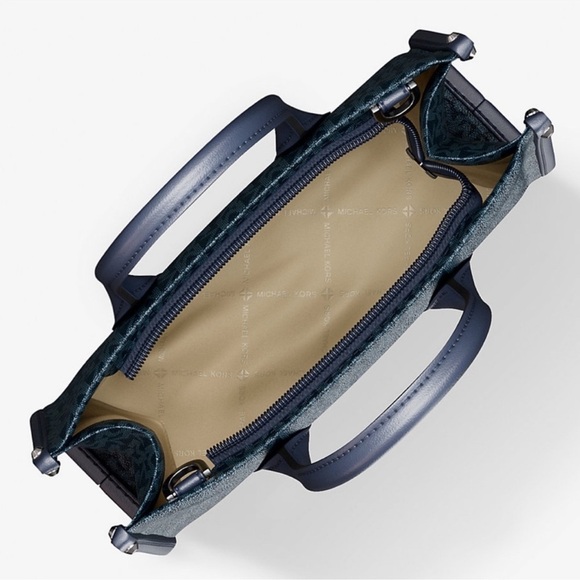 Michael Kors Small Mirella Signature Logo Crossbody Bag Admiral Blue (NWT) - Picture 8 of 9